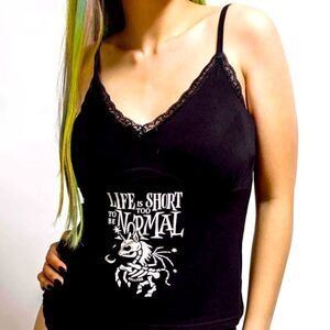 Gothicorn Cami Top Black Skeleton Unicorn Lace NWT Killstar